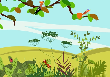Summer nature landscapeのイラスト素材
