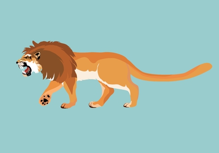 Growling male lion vector illustrationのイラスト素材