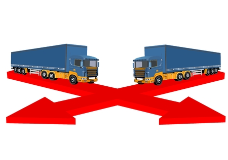 3D trucks, vector concept design, isolated on white vector illustrationのイラスト素材