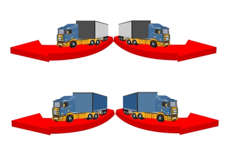 3D trucks, vector concept design, isolated on white vector illustrationのイラスト素材