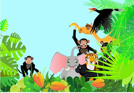 Cartoon vector illustration, cartoon cute animals,のイラスト素材