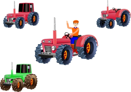 Tractors vector set isolated on white backgroundのイラスト素材
