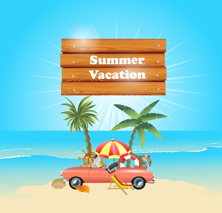 Hello summer, summer, travel, beach, sea.のイラスト素材