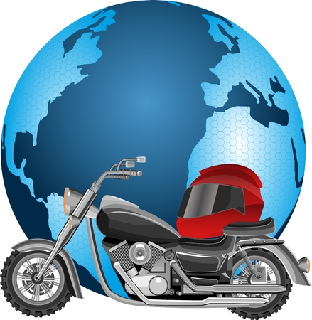Motorbyce around the world travel conceptのイラスト素材