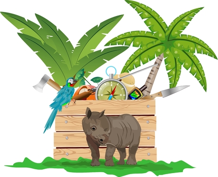 Adventure in wild life, safari time vectorのイラスト素材