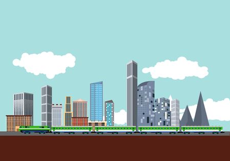 Urban landscape, cityscapes, city buildings, train modern landscape vectorのイラスト素材