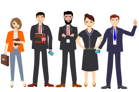 Modern corporate Office Group Of Creative People set, isolated on white Flat Vector Illustrationのイラスト素材