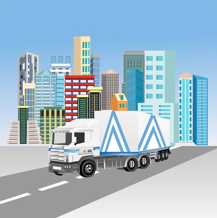 Heavy truck on the city street vectorのイラスト素材