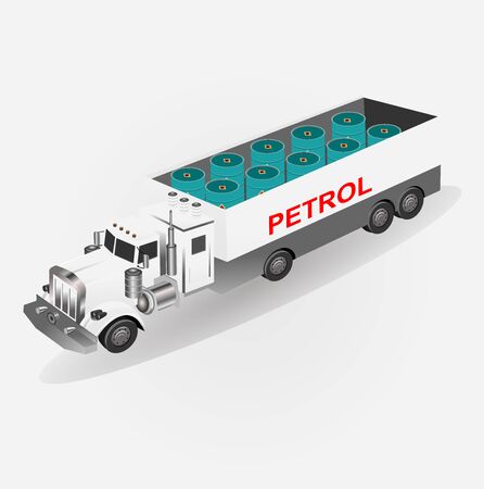 Petrol transporting truck, isometrical vector illustrationのイラスト素材