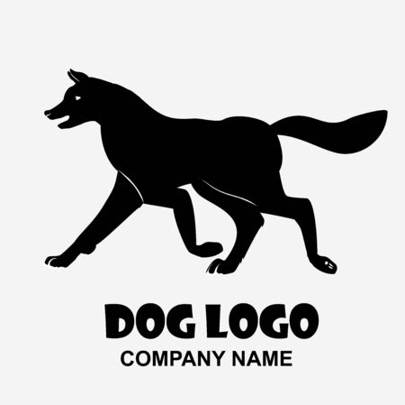 Running dog black logo design vector iconのイラスト素材