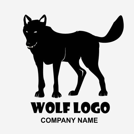 Wolf monochrome color, Wolf Vector Logo Silhouette Animal Wildlife Illustrationのイラスト素材