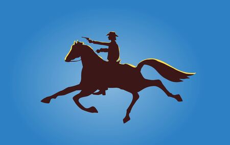 Cowboy silhouette, vector illustrationのイラスト素材