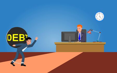 Man suffering from debt ask asks for delays in payment of debts concept illustration.のイラスト素材