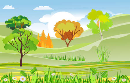 autumn landscape with treesのイラスト素材
