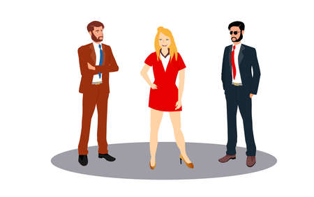 2 Businessmen and business lady. in business dress, vector characters  Vector image.のイラスト素材