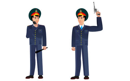 Kazakh police officers in uniform vector illustrationの写真素材