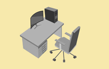 Computer table above view, isometric style vectorのイラスト素材