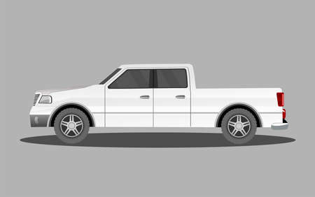 Pick up car from side view, isolated vector illustrationのイラスト素材