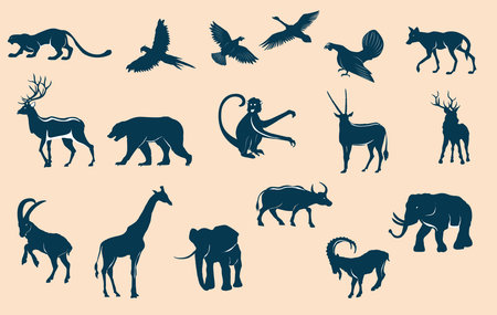 Animals silhouettes set, isolated on white vector illustration