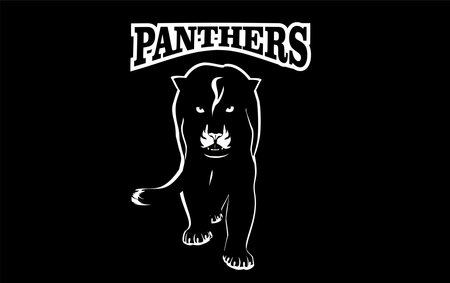 Panthers logo illustration, isolated on black black background vectorのイラスト素材