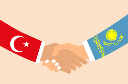 Handshake Turkey nad Kazakhstan friendship and relaitionship consept vectorのイラスト素材