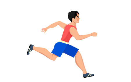 Running man spaortsman, isolated on white vectorのイラスト素材