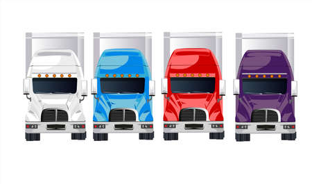 colored trucks isolated on whiteのイラスト素材