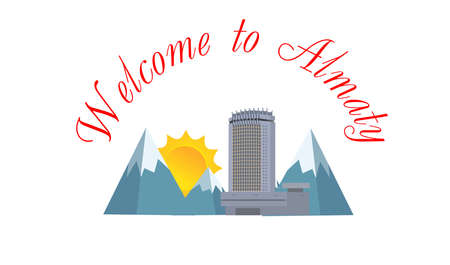 Vector template of Almaty city advertising illustrationのイラスト素材
