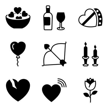 Pack of Valentine Celebration Solid Iconsのイラスト素材