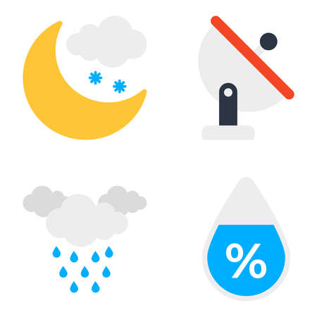 Pack of Weather Forecast Flat Iconsのイラスト素材
