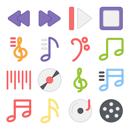Pack of Music Equipment Flat Iconsのイラスト素材