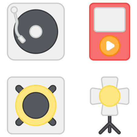 Pack of Music and Multimedia Flat Iconsのイラスト素材