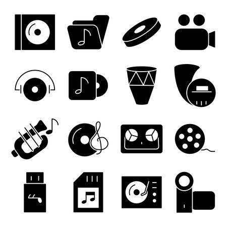 Pack of Music Tools solid Iconsのイラスト素材