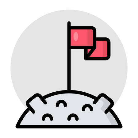 A flat design, icon of flagged planetのイラスト素材