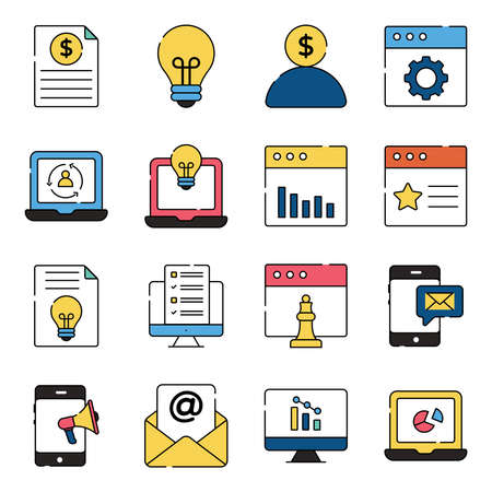 Pack of Business Management Flat Iconsのイラスト素材