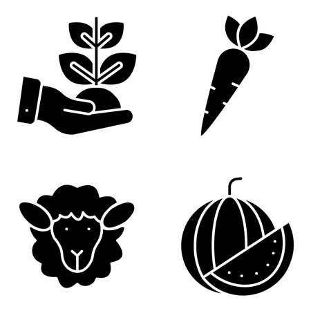 Pack of Fruit and Vegetable Solid Iconsのイラスト素材