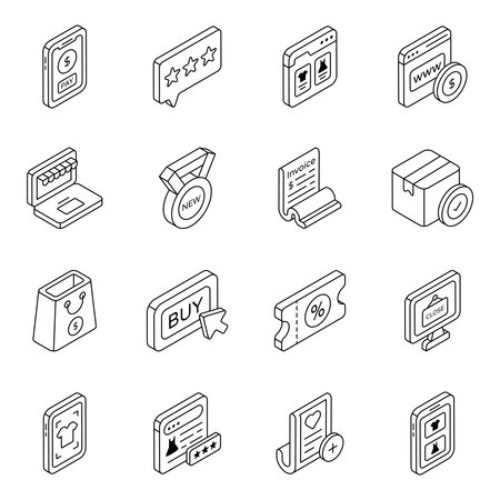 Pack of Shopping line Iconsのイラスト素材