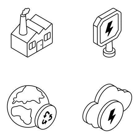 Pack of Nature and Power Linear Iconsのイラスト素材