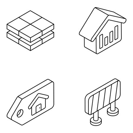 Pack of Estate and Building Linear Iconsのイラスト素材