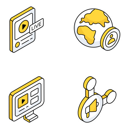 Pack of Internet Media Flat Iconsのイラスト素材