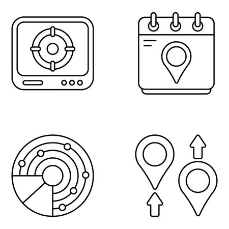Pack of Map and Geolocation Linear Iconsのイラスト素材