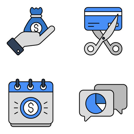 Pack of Finance and Investment Flat Iconsのイラスト素材