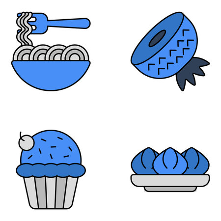 Pack of Delicious Food Flat Iconsのイラスト素材
