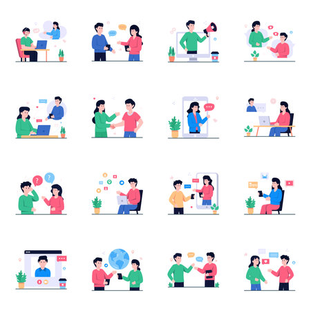 Pack of Communication Flat Illustrationsのイラスト素材