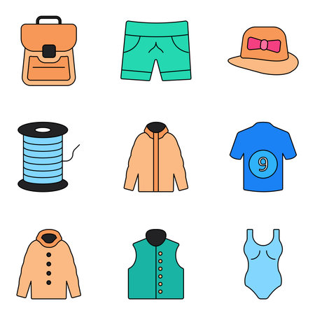 Pack of Clothing and Apparel Flat Iconsのイラスト素材