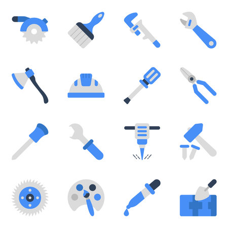 Set of Maintenance Tools Flat Iconsのイラスト素材