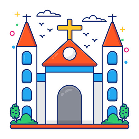 Modem design icon of catholic churchのイラスト素材