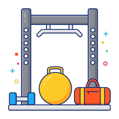 Conceptual flat design icon of gym toolsのイラスト素材