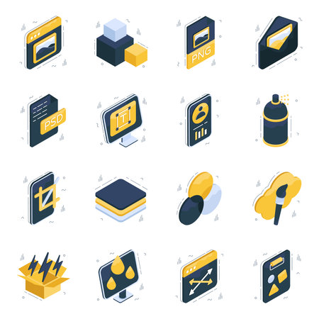 Pack of Web and Designing Isometric Iconsのイラスト素材