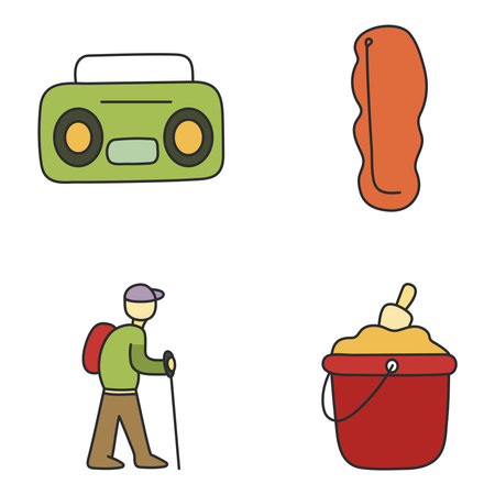 Pack Of Hiking Flat Iconのイラスト素材